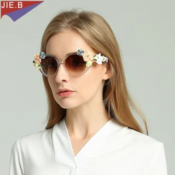 2019 Značky Luxusné slnečné Okuliare Dámy` slnečné Okuliare retro letné kvetina lady módne slnečné okuliare stereo rose Ženy Slnečné okuliare F